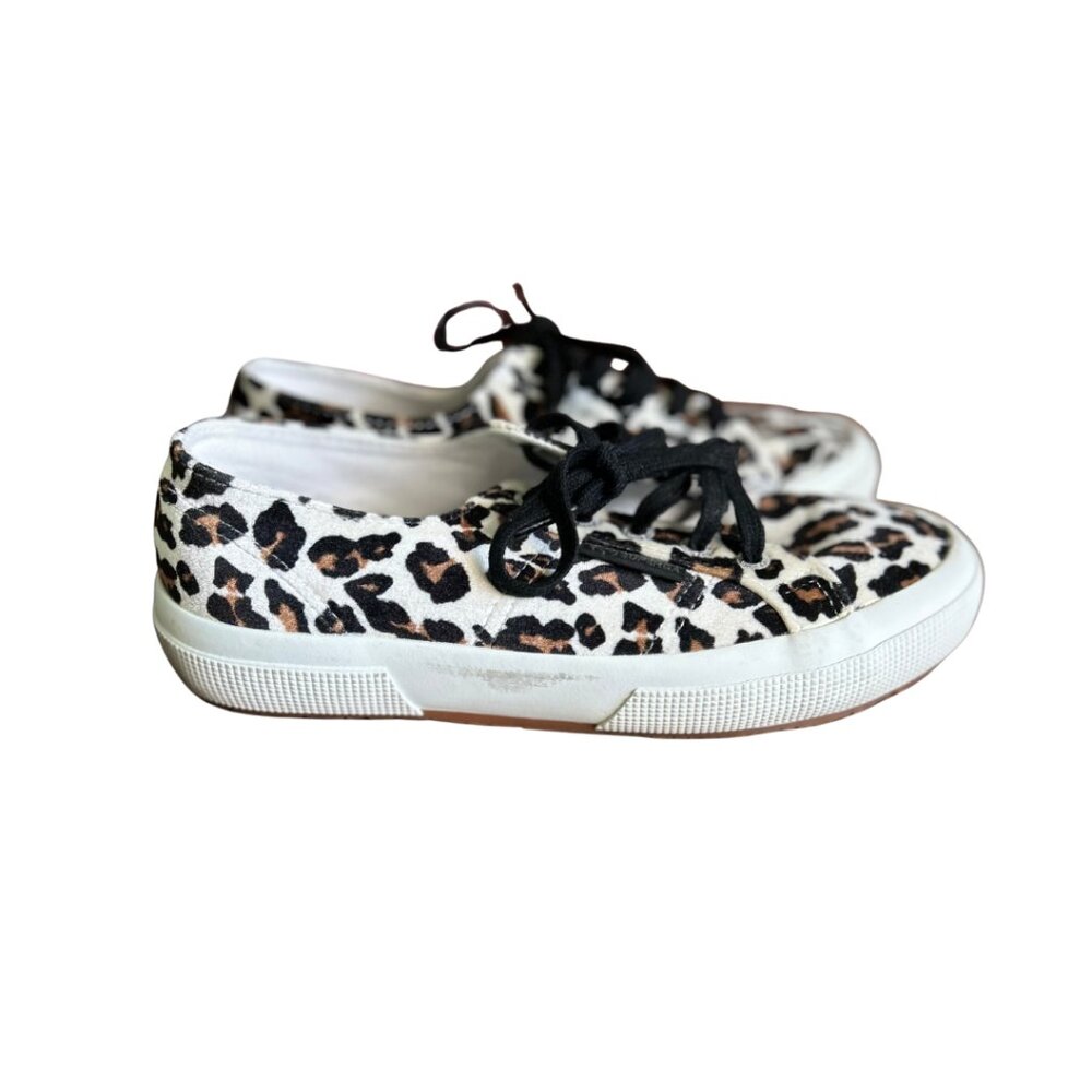 Elevate your sneaker game with these chic Superga 2750 velvet leopard print trai